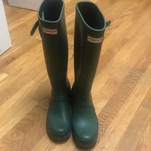 Green tall hunter boots
